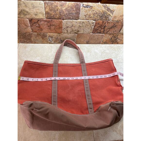L.L.Bean Boat and Tote Bag Canvas Rust Orange Cotton USA Monogram Cooper - Picture 13 of 15